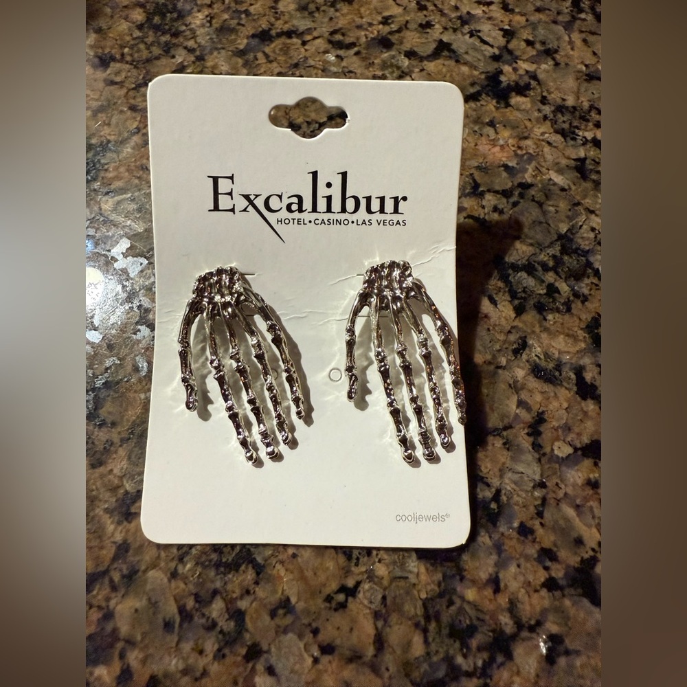 Silver Skeleton Hand Earrings- never used